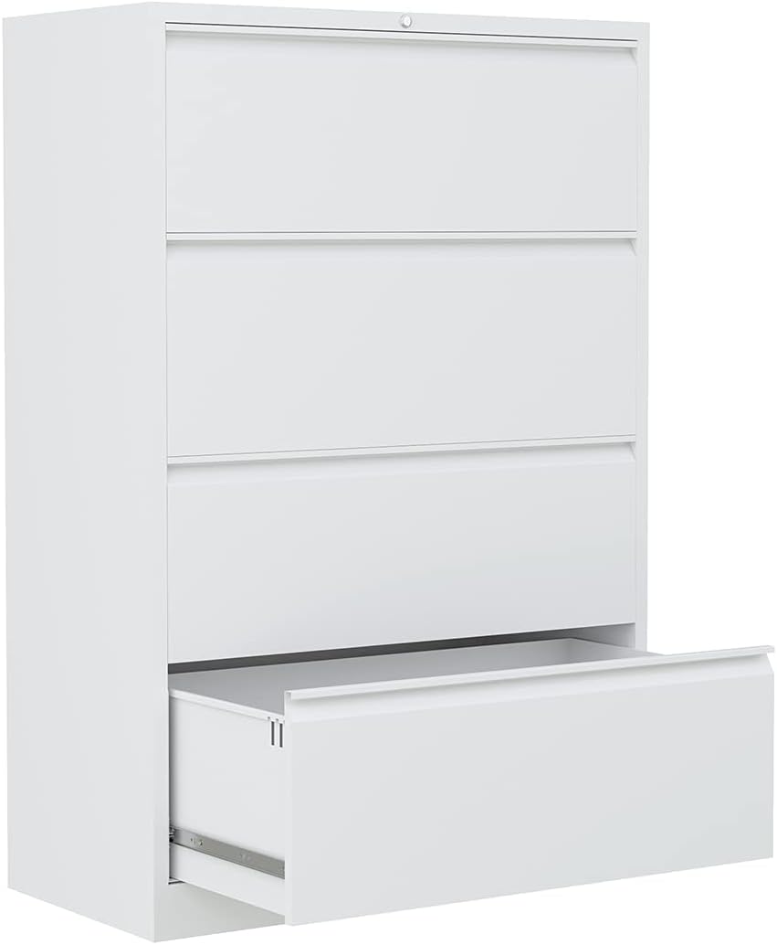 4 Drawer Black Metal Lateral File Cabinet with Lock X27117