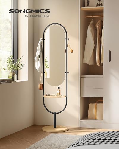 Oak Beige and Ink Black Full-Length Floor Mirror N8990