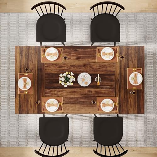 Brown Black Rectangle Dining Table R286057