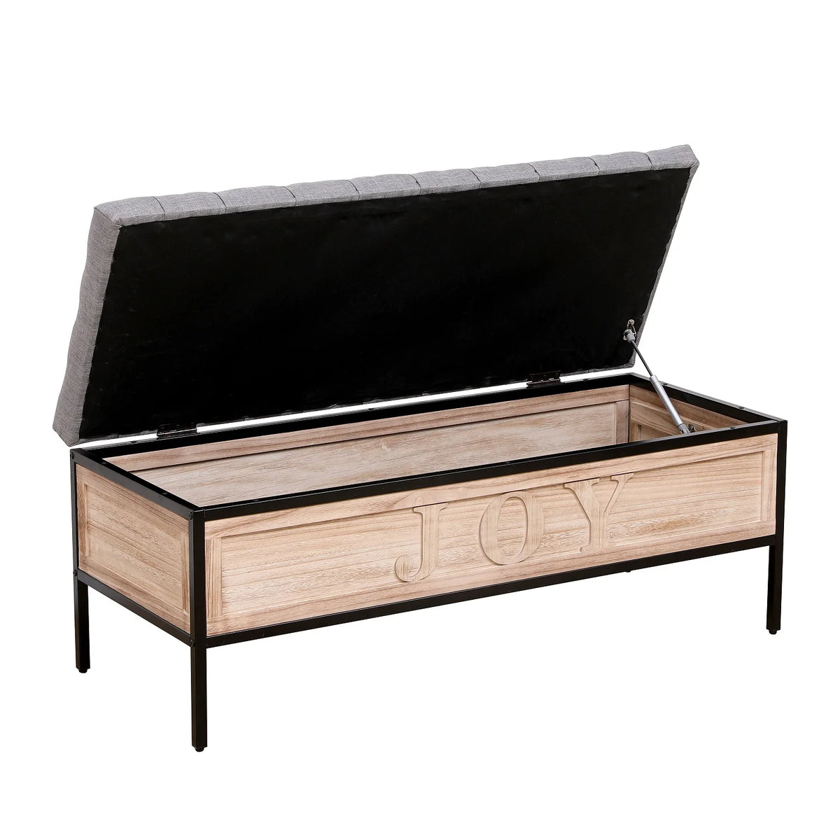 48'' Linen Upholstered Storage Bench with Button Tufted Wooden Ottoman D693852