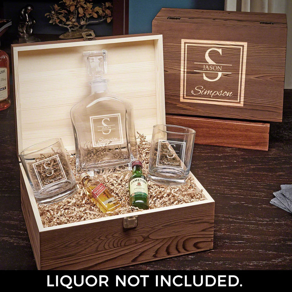 Engraved Whiskey Decanter Set with Glasses H35052