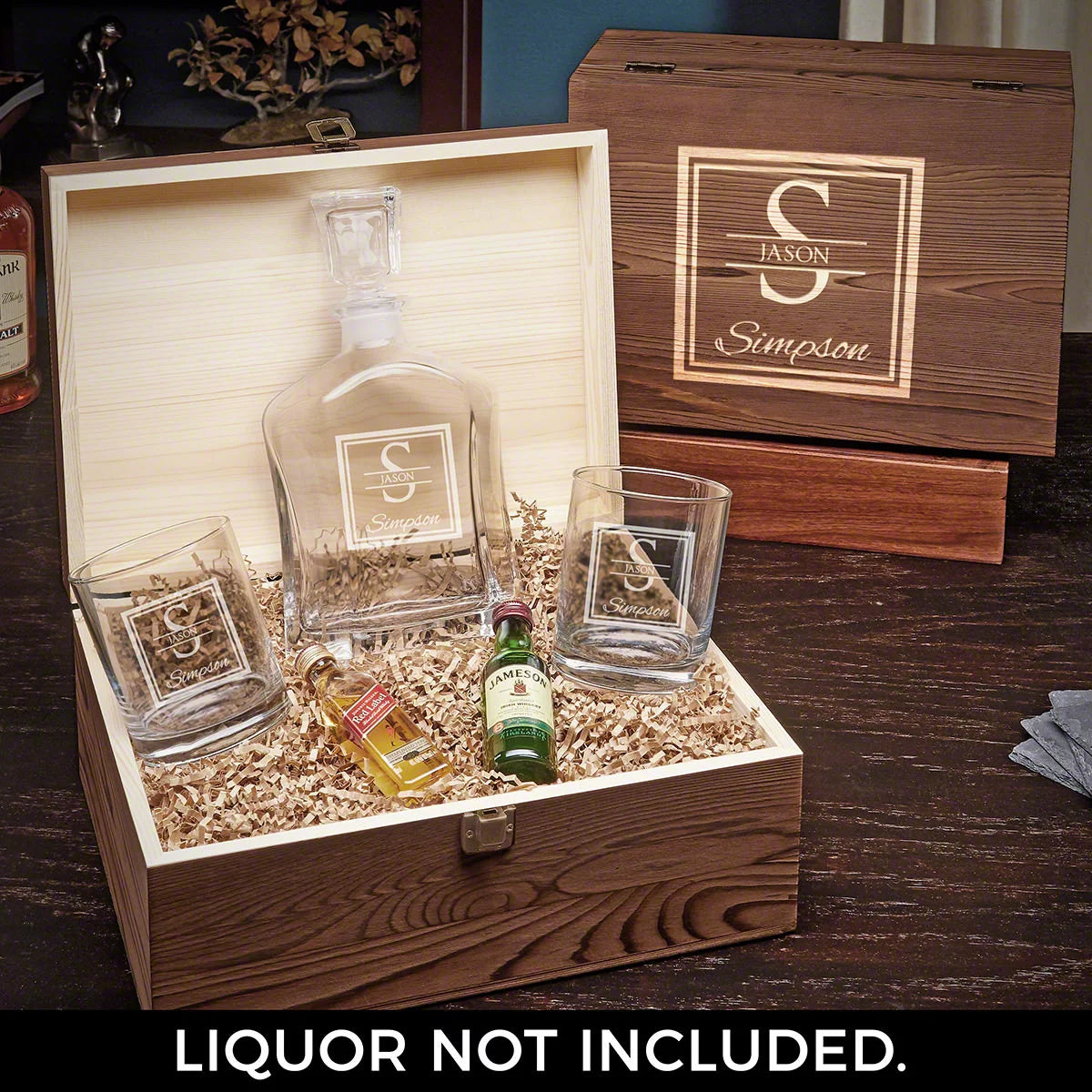 Engraved Whiskey Decanter Set with Glasses H35052