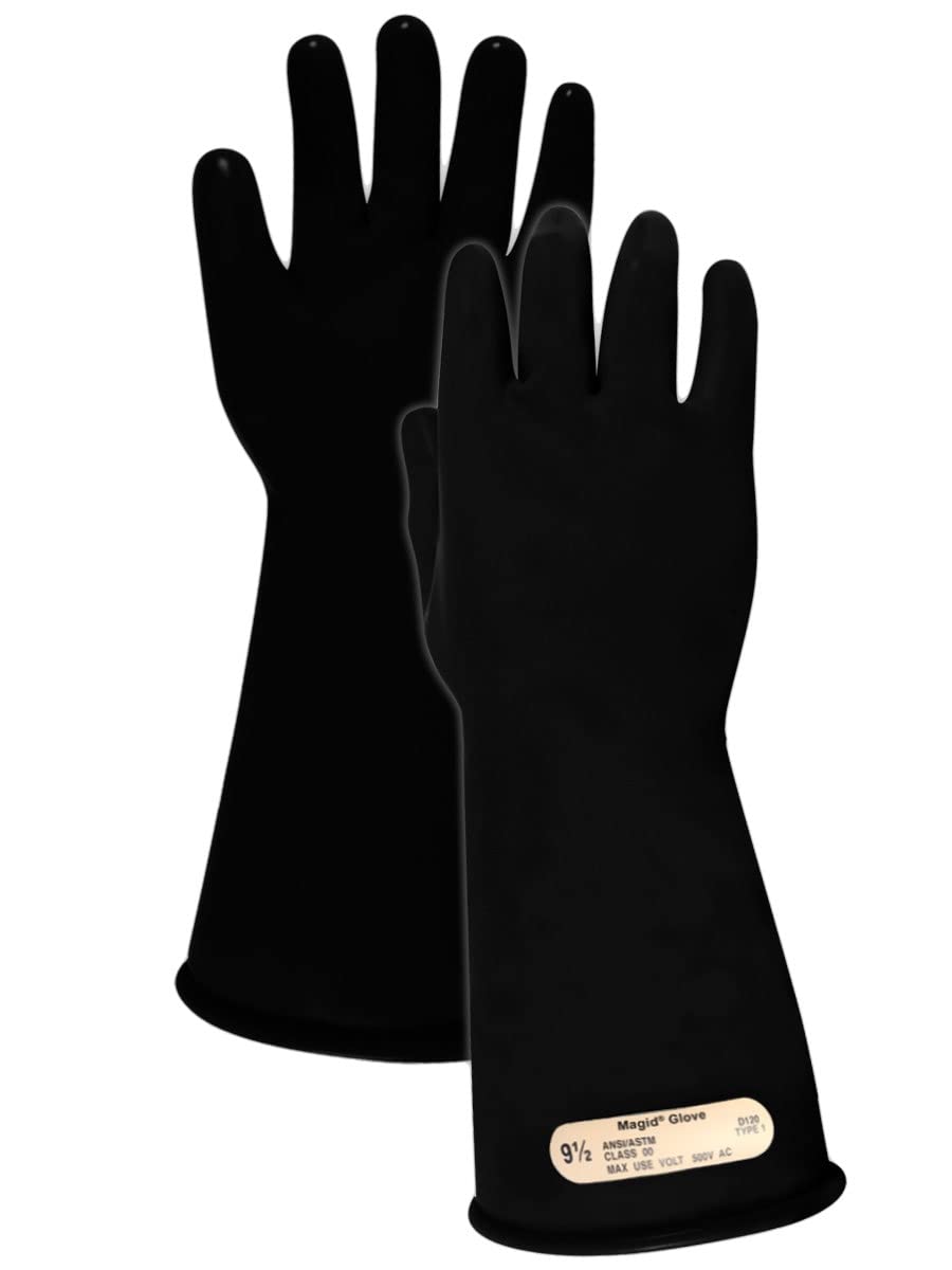 Black Rubber Lineman Safety Gloves, Class 00, Size 10 C33686