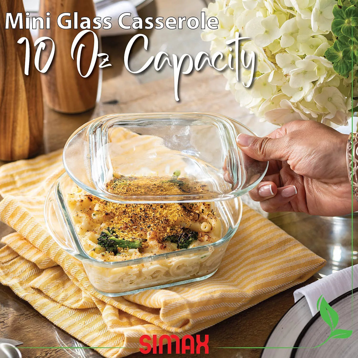 Clear Square Mini Glass Casserole with Lid 10 Ounce A401564