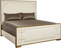 Dark Caramel Queen Upholstered Panel Bed S81132