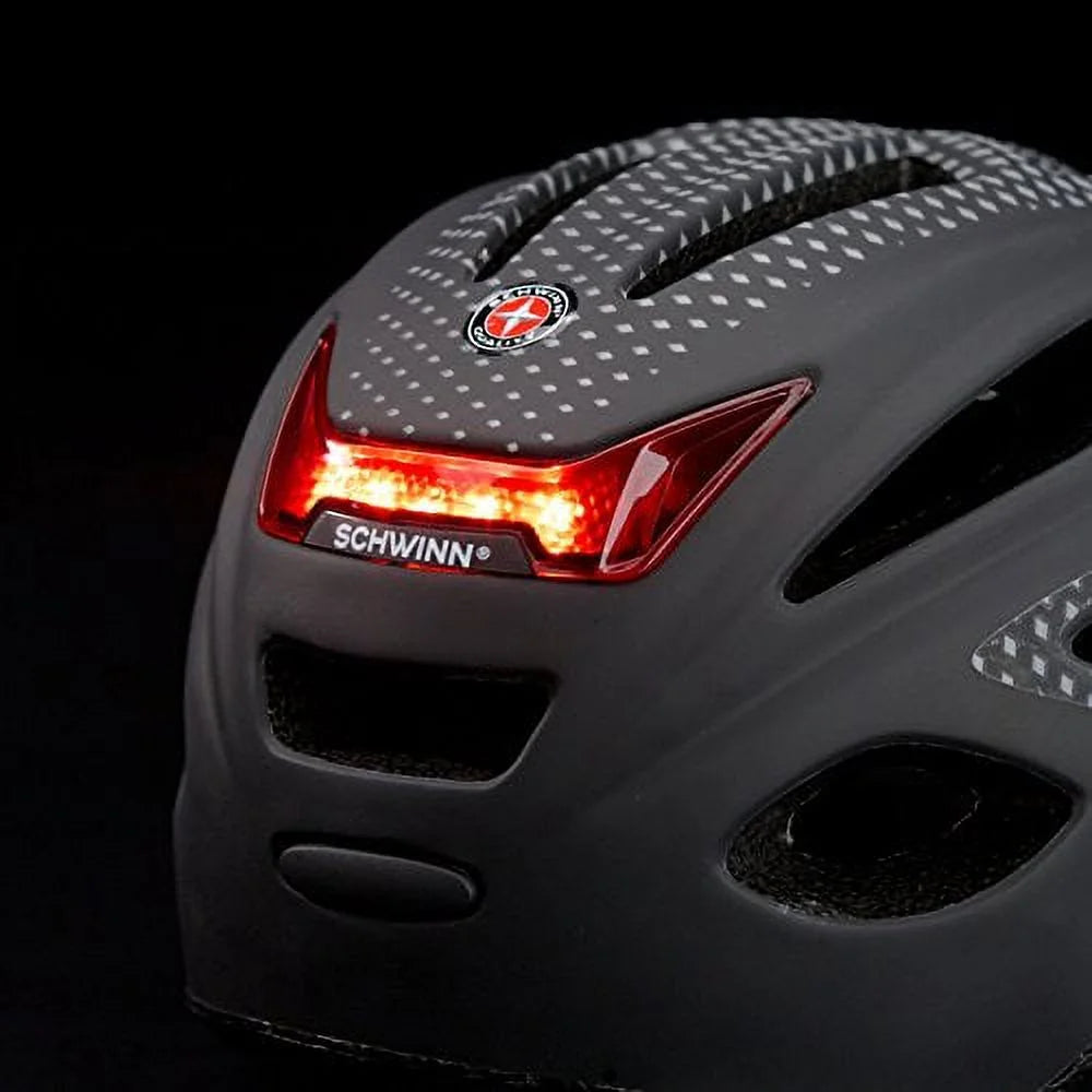 LED Lighted Bike Helmet with Reflective Design, Matte Black F711400