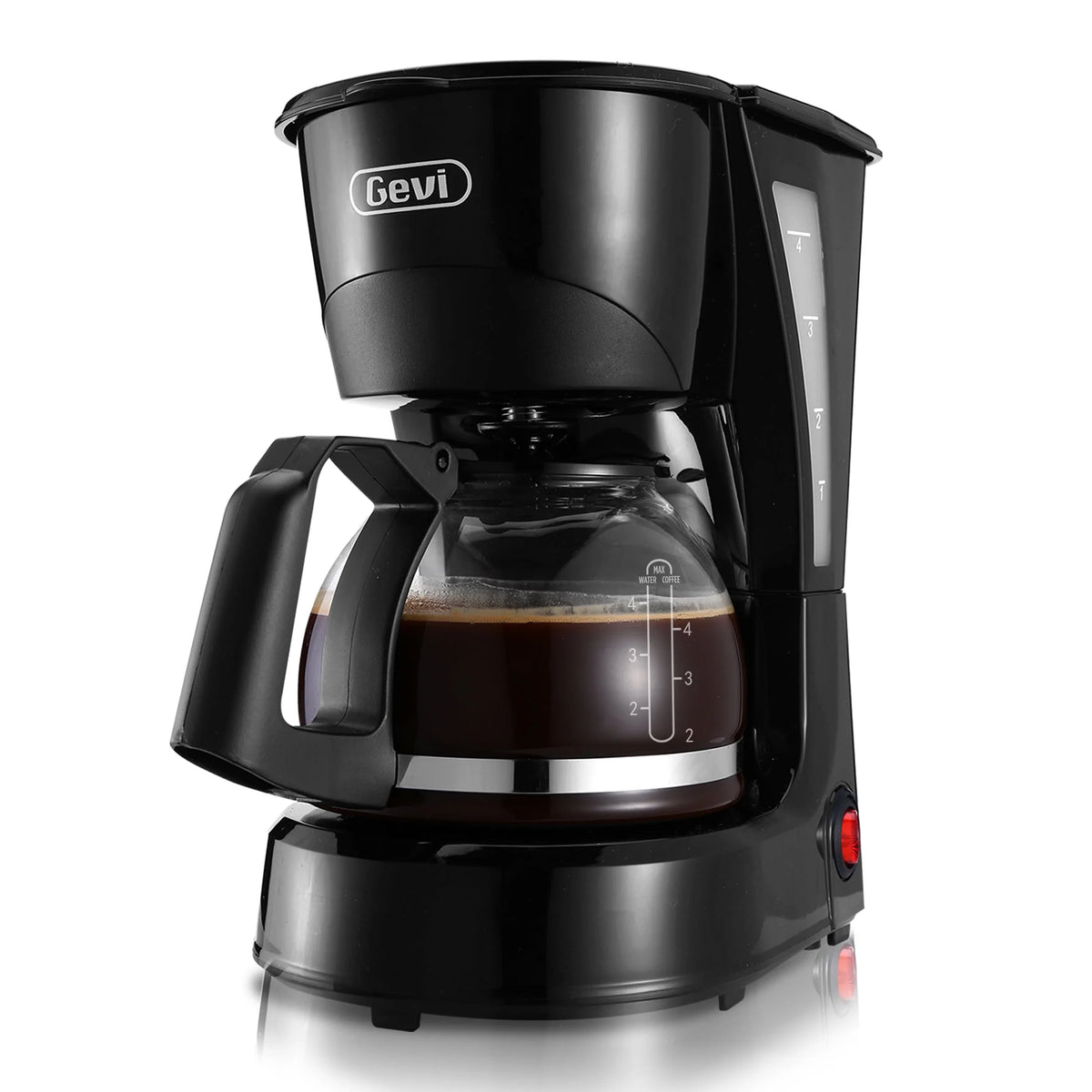 4 Cup Drip Coffee Maker with Reusable Filter, Black W44871