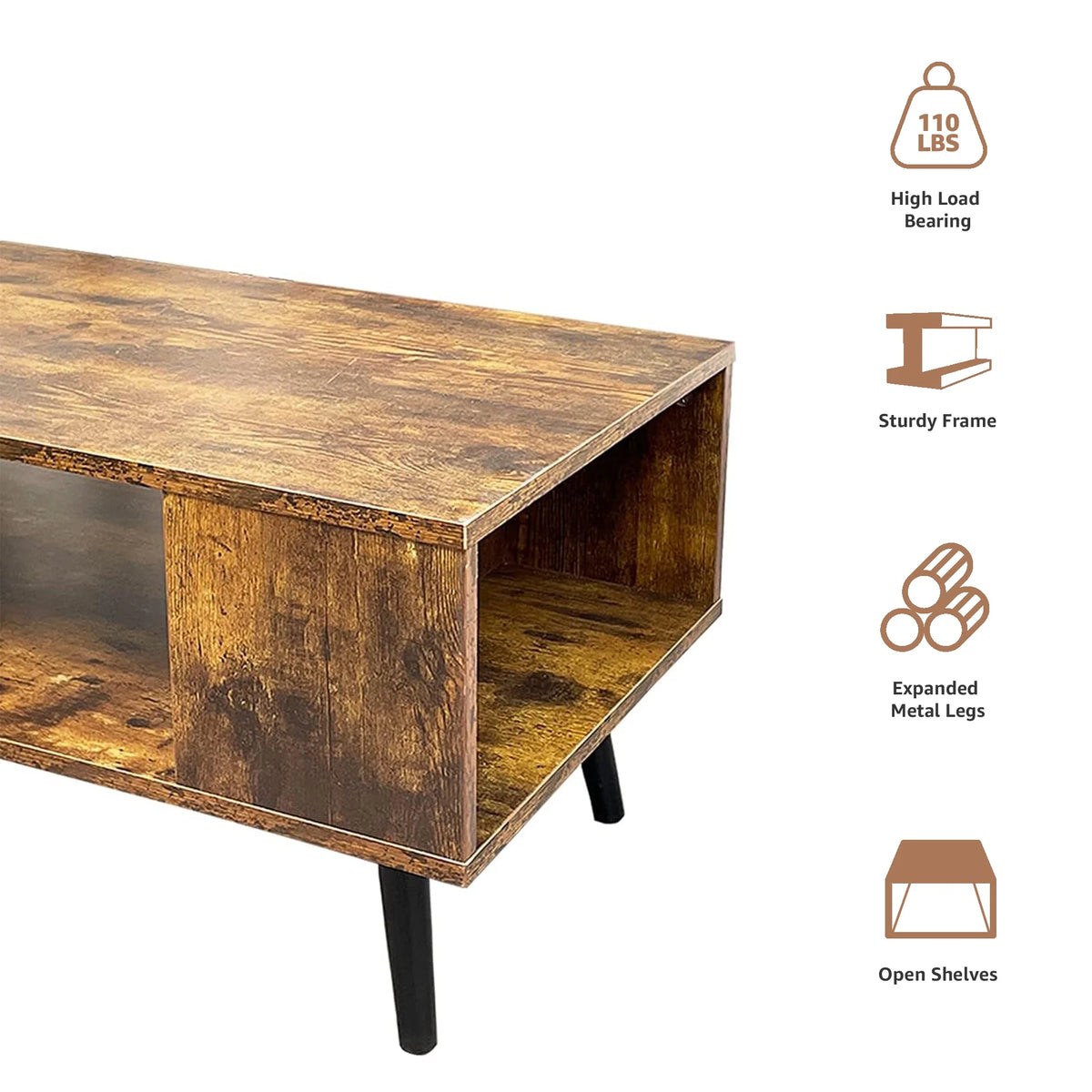 Rectangle Wooden Coffee Table with Open Storage K8404
