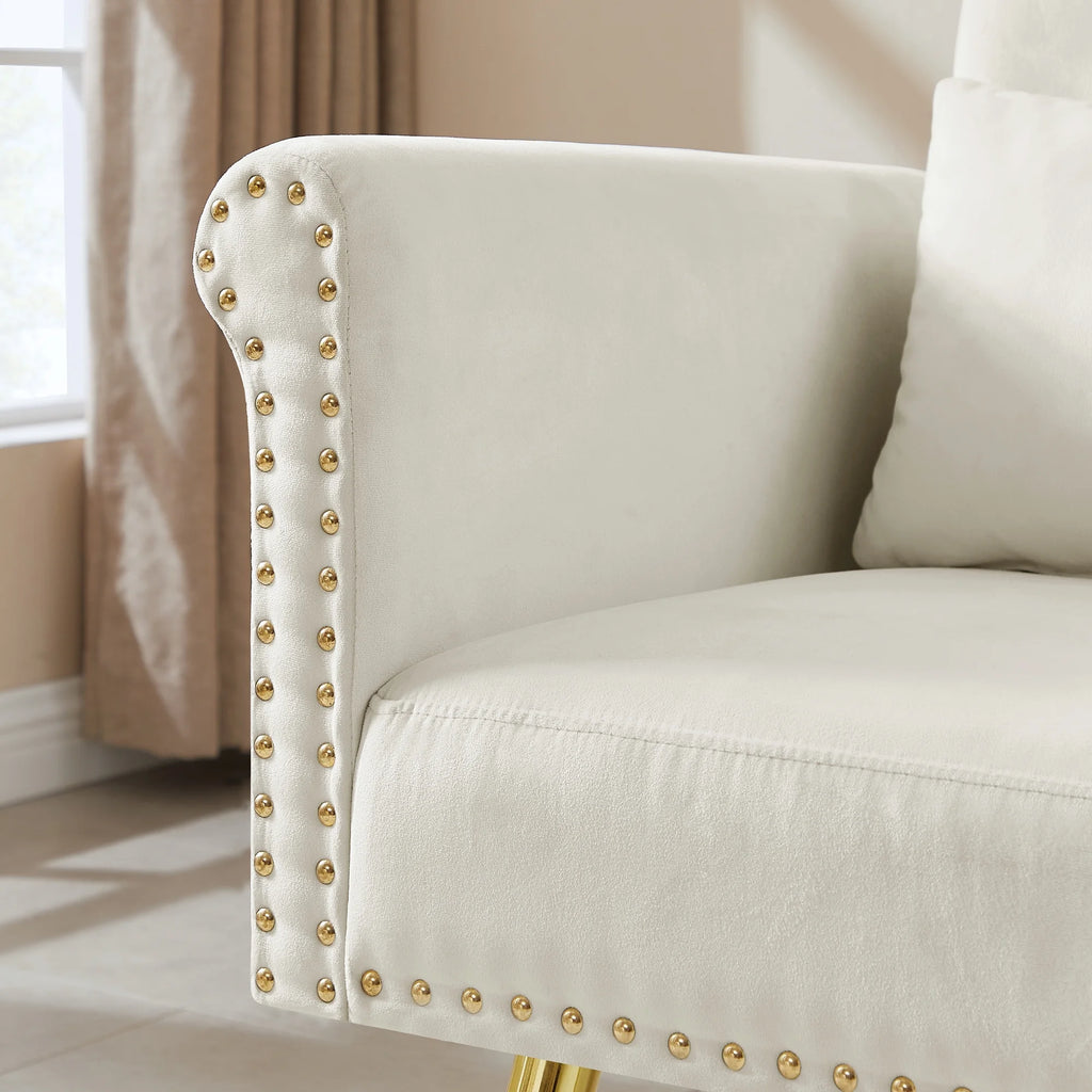 Velvet Armchair with Metal Legs D4984
