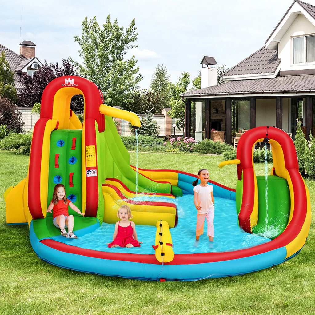 Costway Kids Inflatable Water Slide Bounce Park Splash Pool w/Water Cannon & 480W Blower K4246