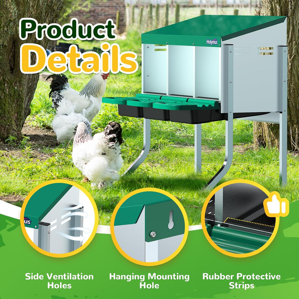 3 Holes Chicken Nesting Box with Metal Legs G535