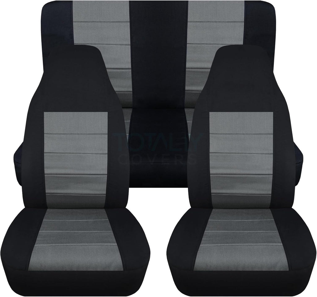 Black & Purple Full Set Front & Rear Seat Covers for 2-Door Jeep Wrangler TJ D644937