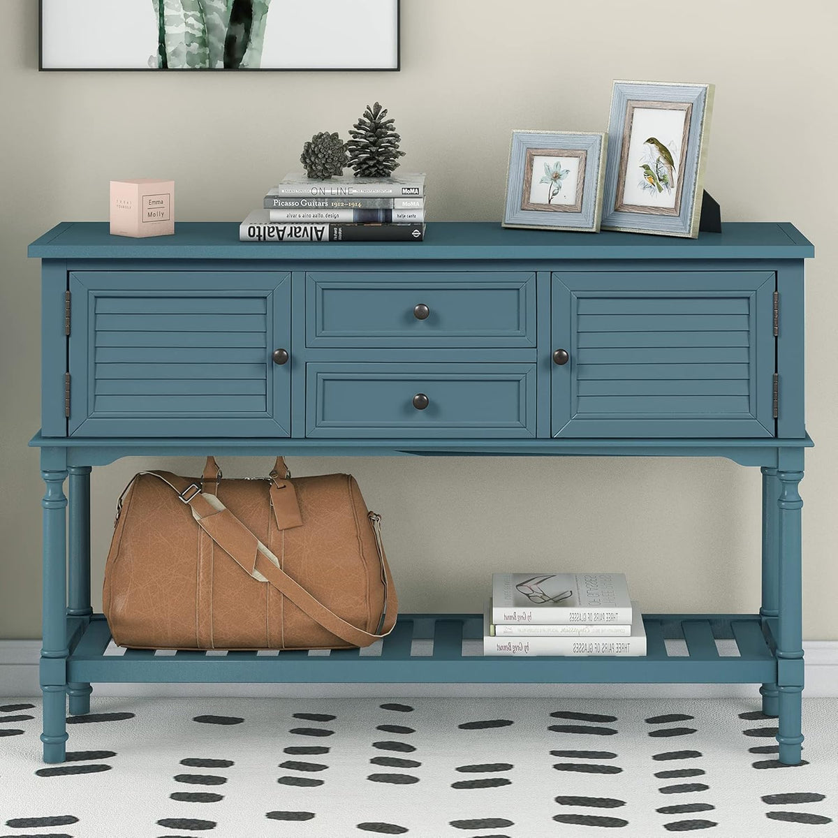 Light Green 6 Drawers Sideboard Cabinet with Bottom Shelf Q3650