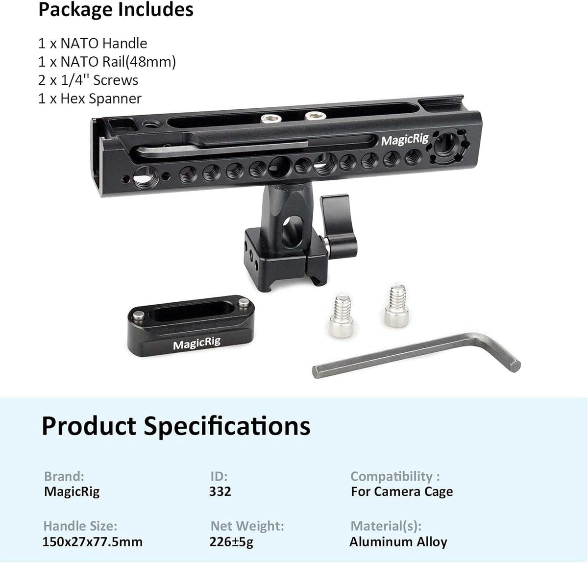 Rubber Top Handle with NATO Rail and 3-Cold Shoe J903085