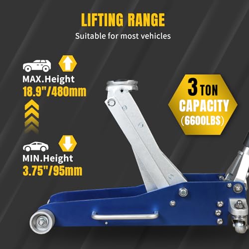 3 Ton Aluminum Floor Jack, 6600 lbs Capacity N2333