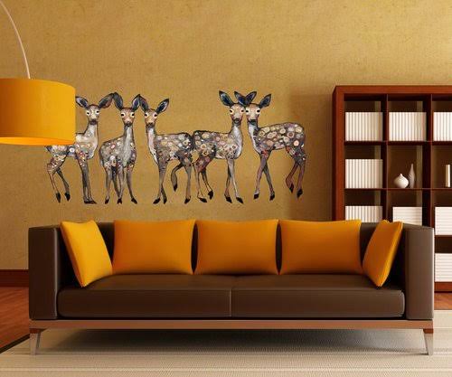 5 Dancing Fawns Wall Decal C589