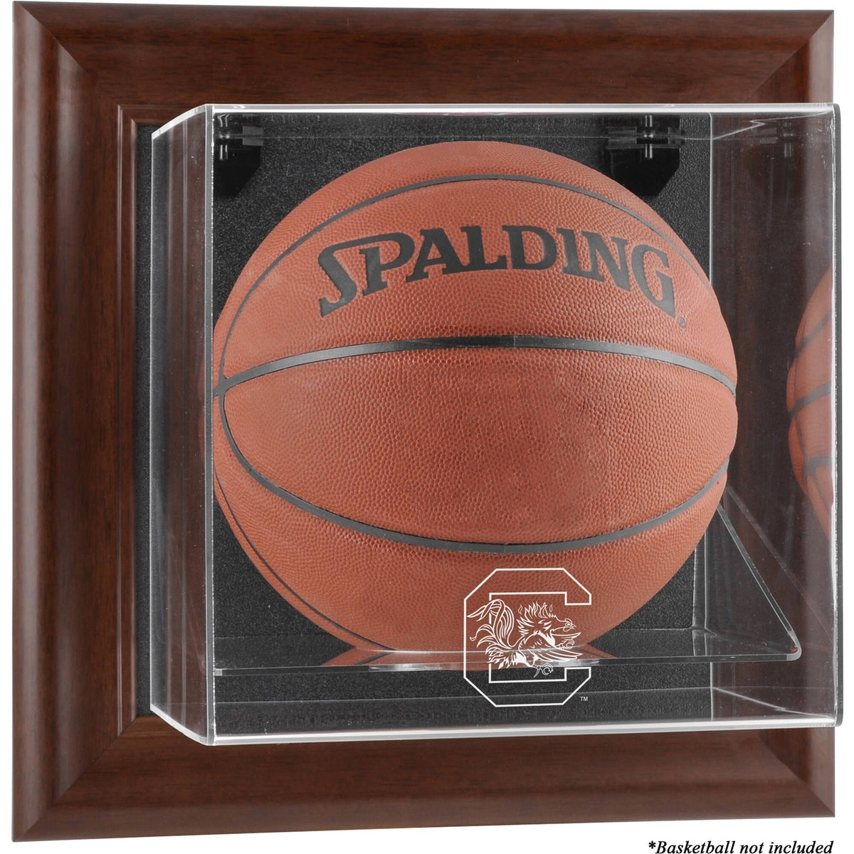 Brown Framed Wall-Mountable Basketball Display Case P2022