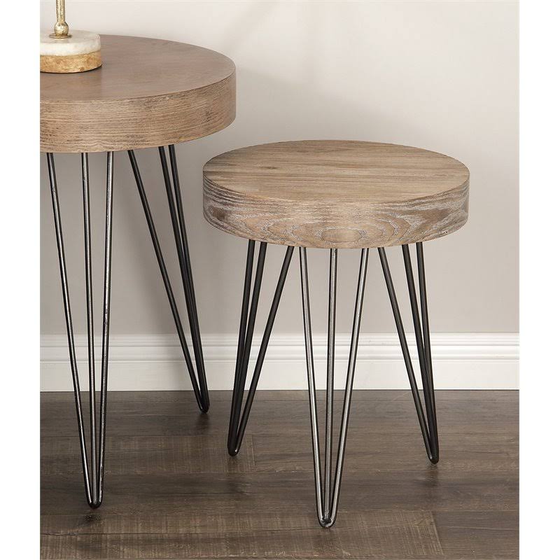 Brown Wood and Metal Accent Table T8249