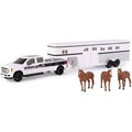 White F-350 Pickup Truck with Horse Trailer and Horses (1:32 Scale) M732498