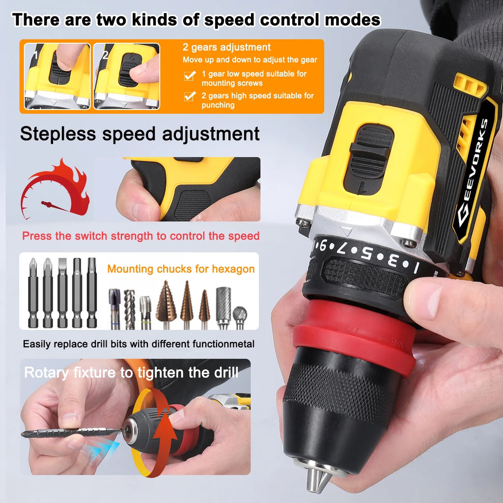 Electric Screwdriver 45Nm Torque 16.8V 2in1 Drill Q124432