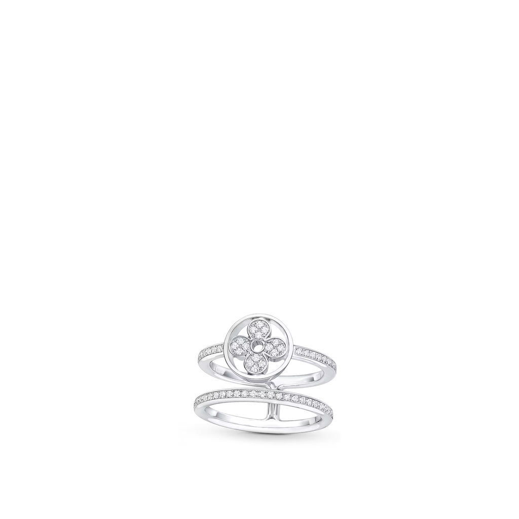 White Gold and Diamond Double Row Ring V460