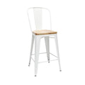 4 Pack 26" High Back Metal Bar Stools with Solid Ash Wood Seats E80327