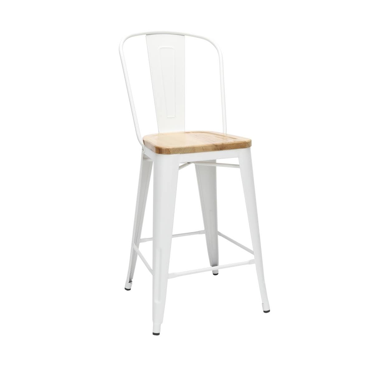 4 Pack 26" High Back Metal Bar Stools with Solid Ash Wood Seats E80327
