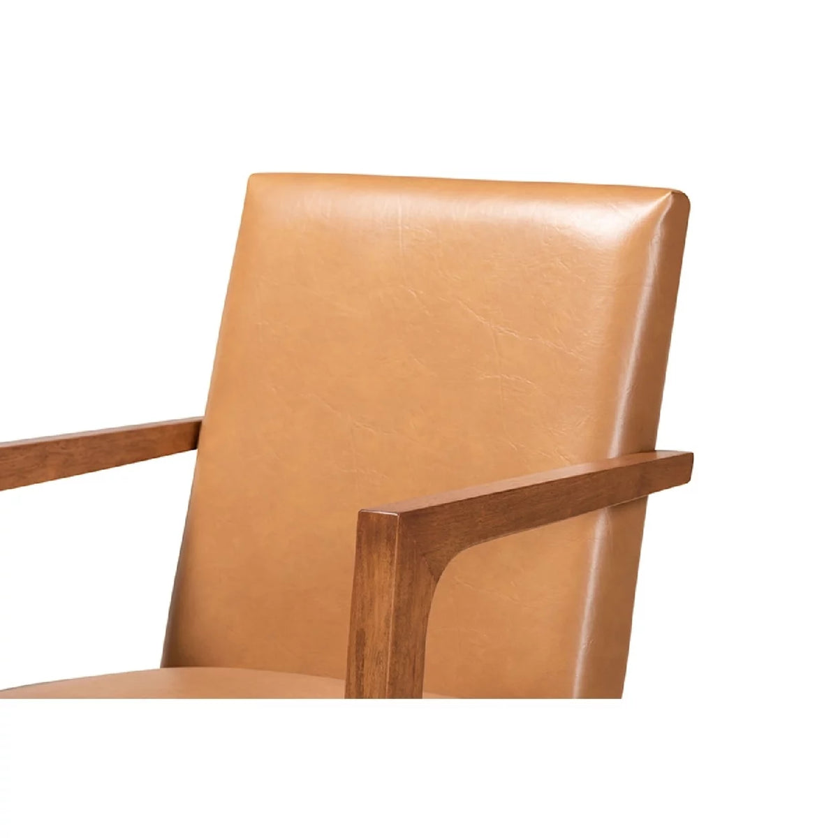 Tan Faux Leather Upholstered Wood 2-Piece Armchair Set Q266593