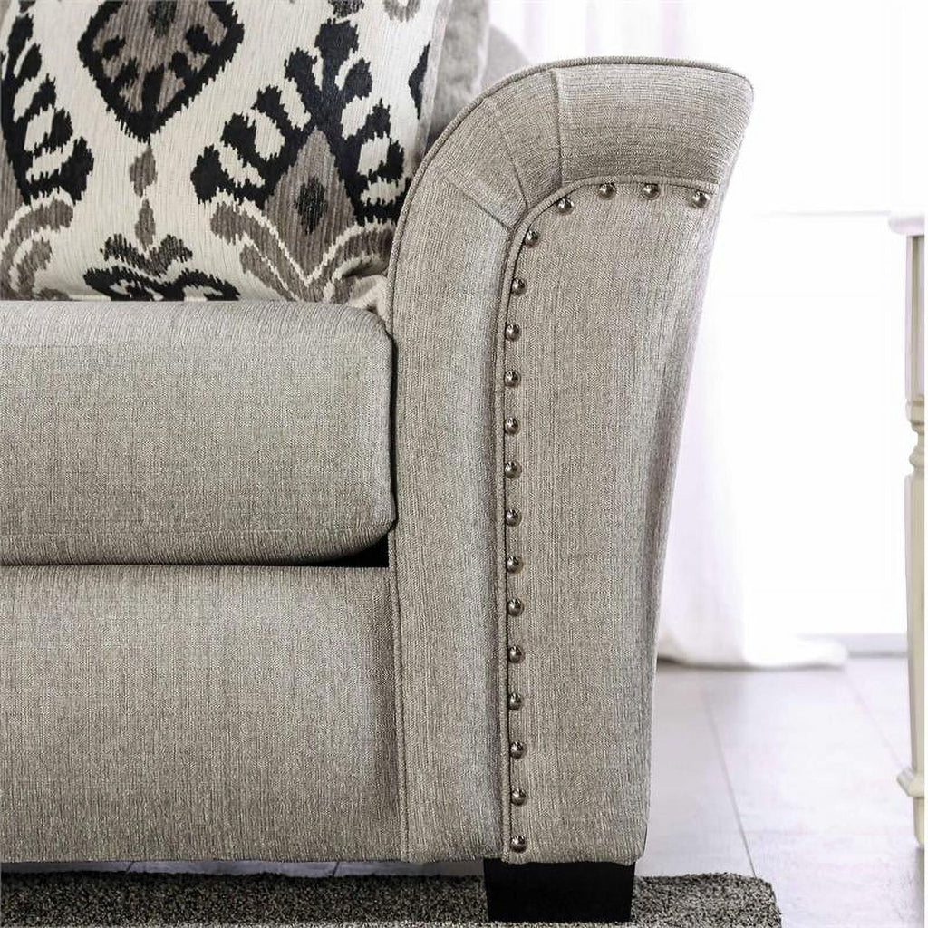 Light Taupe Brown Fabric Sofa M95243