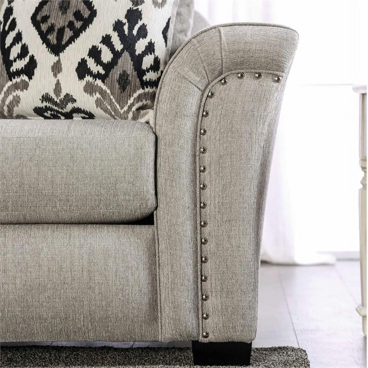 Light Taupe Brown Fabric Sofa M95243