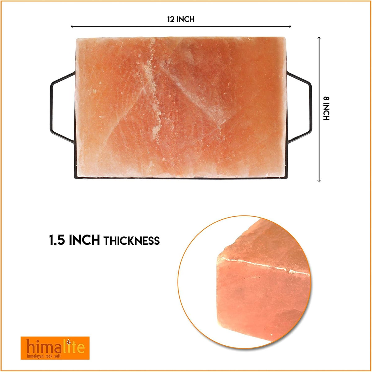 Himalayan Pink Salt Block & Metal Tray Set 12” x 8” x 1.5” Pack of 2 L332873