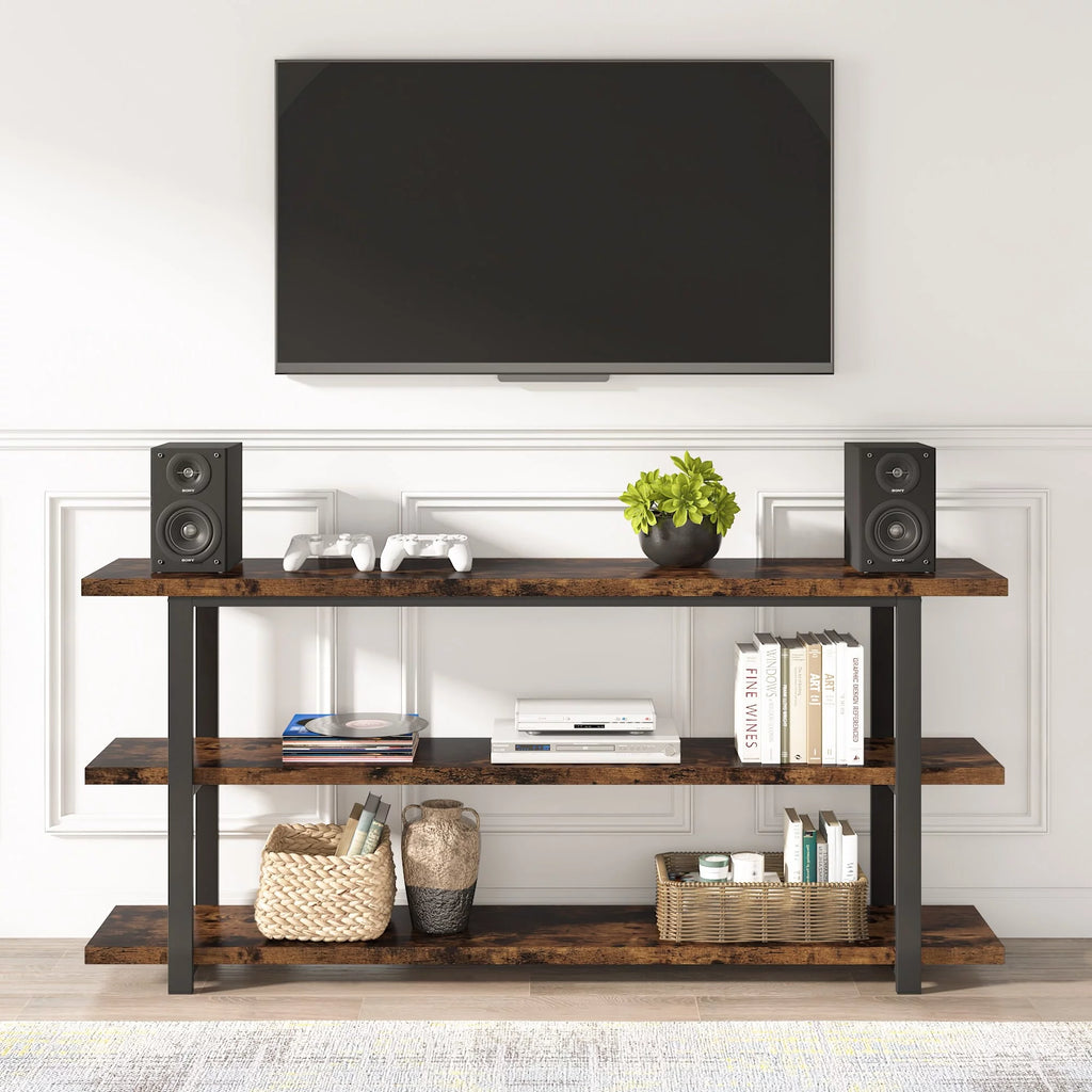 3-Tier Rustic Brown Console Table Shelving Unit M5926