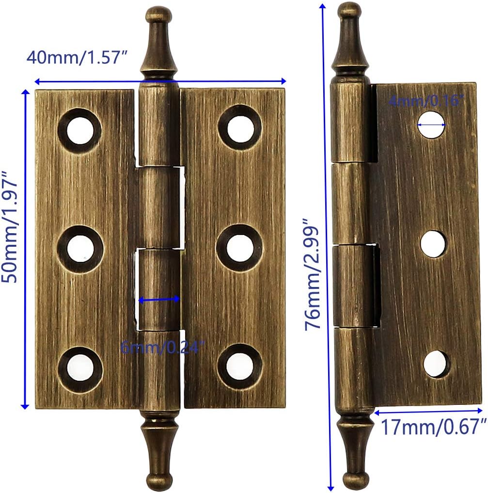 2 Inch Antique Pure Brass Butt Hinges 2pcs U38039