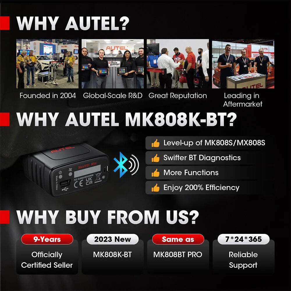 Autel Scanner MaxiCOM MK808K-BT Automotive Diagnostic Scan Tool K396