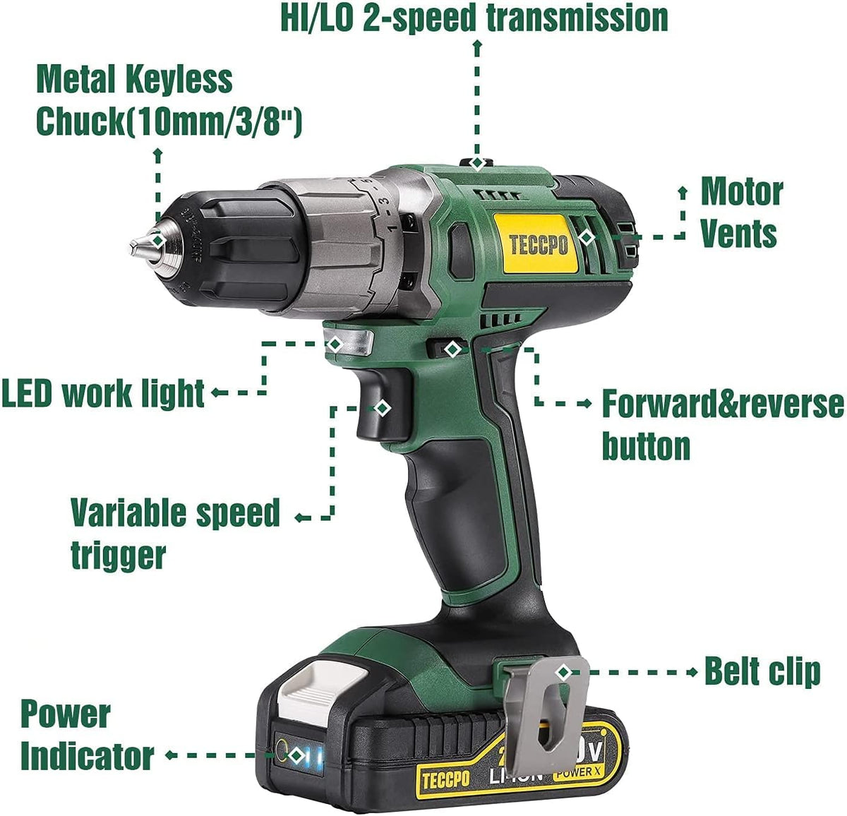 Cordless Drill Set, 29Pcs Power Drill Set, 310 In-lbs, 2-Speed, 21+1 Torque Setting, 2.0Ah Battery & Fast Charger J497
