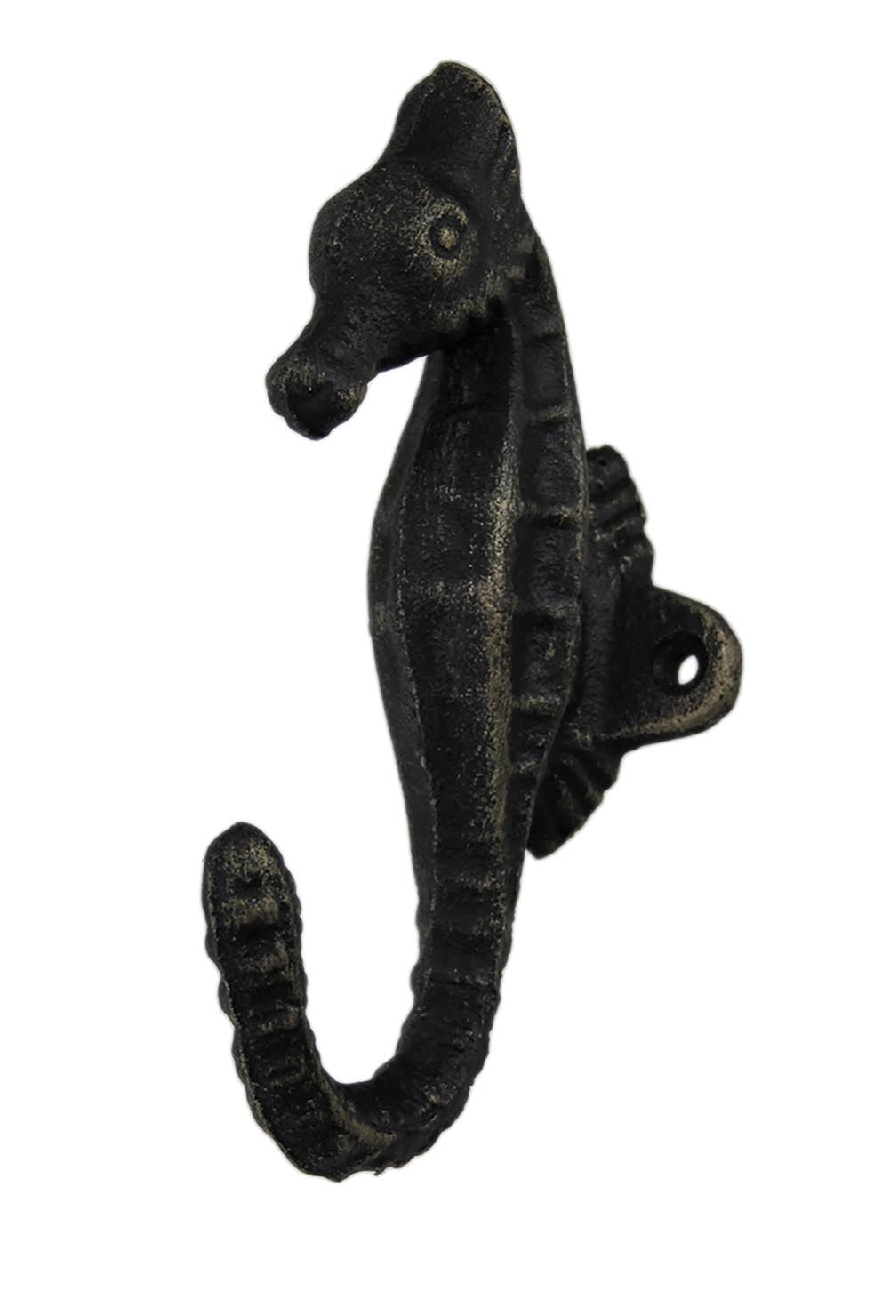 Set of 4 Faux Aged Bronze Finish Cast Iron Seahorse Wall Hooks V8017