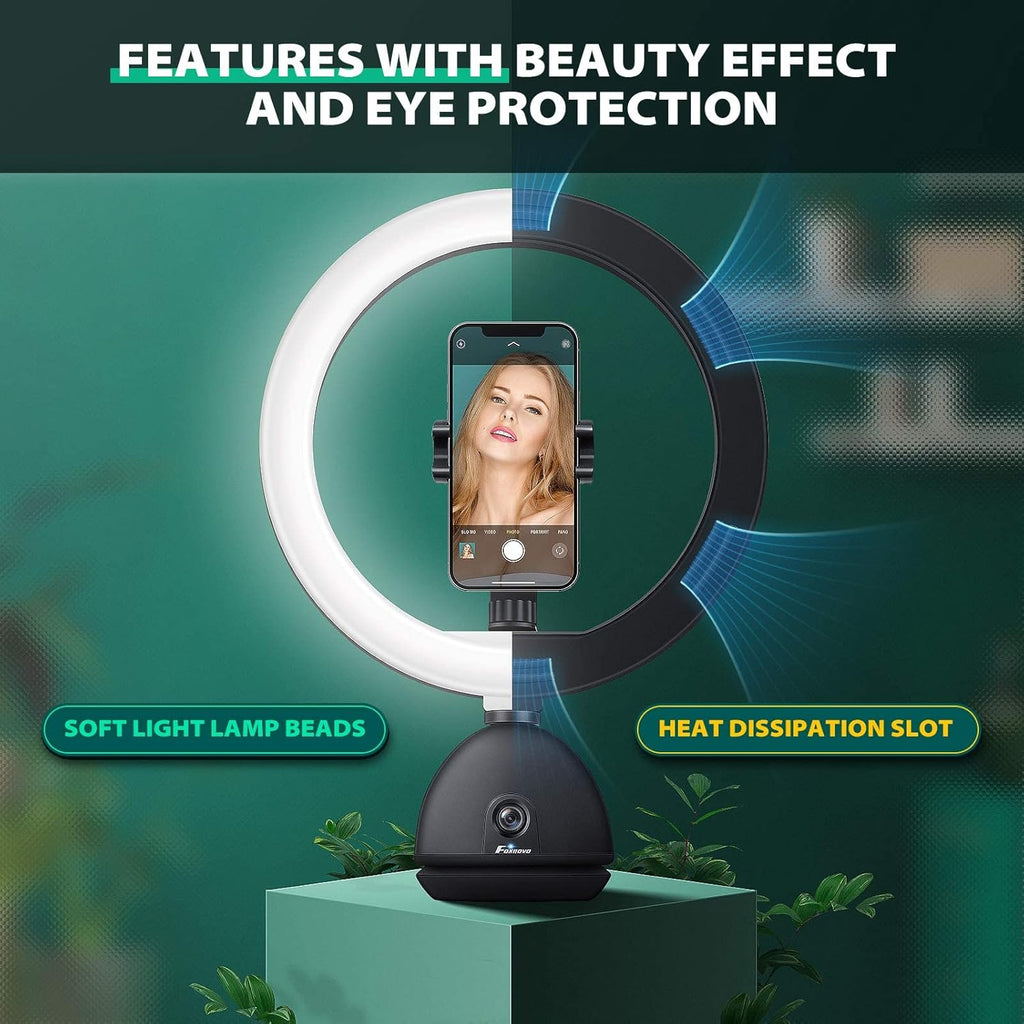 Auto Face Tracking Phone Holder with 10'' Selfie Ring Light and Tripod Stand R96946