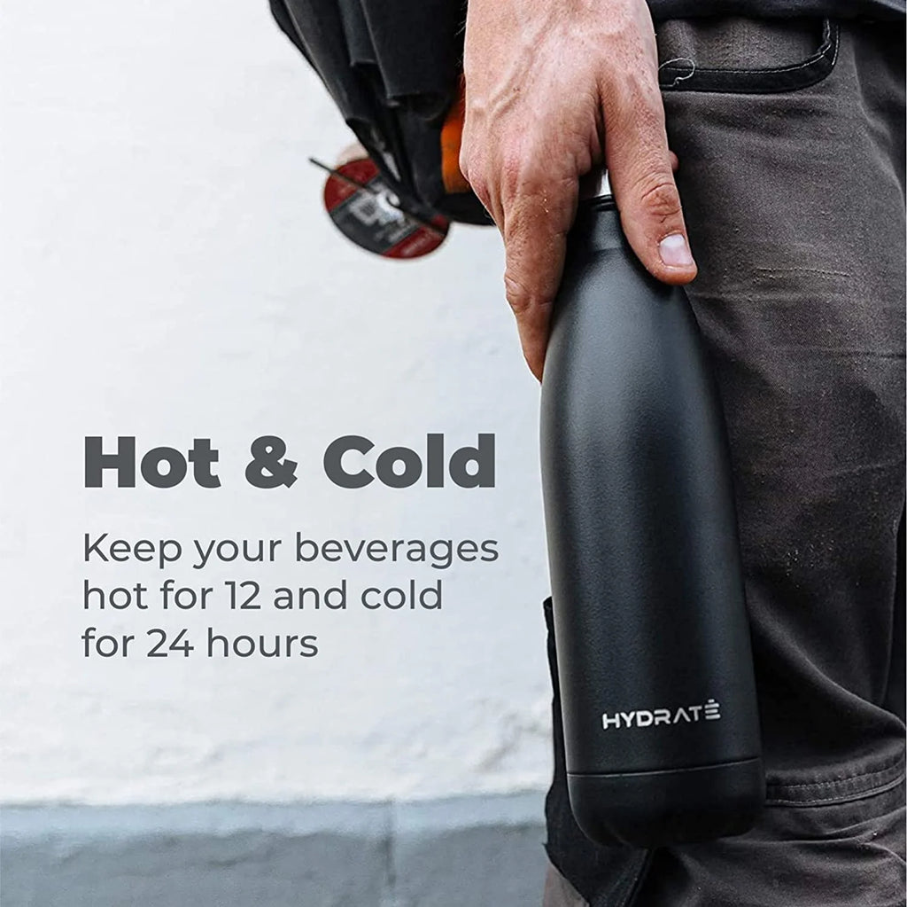 Carbon Black Stainless Steel Water Bottle 500ml Insulated Reusable X242816