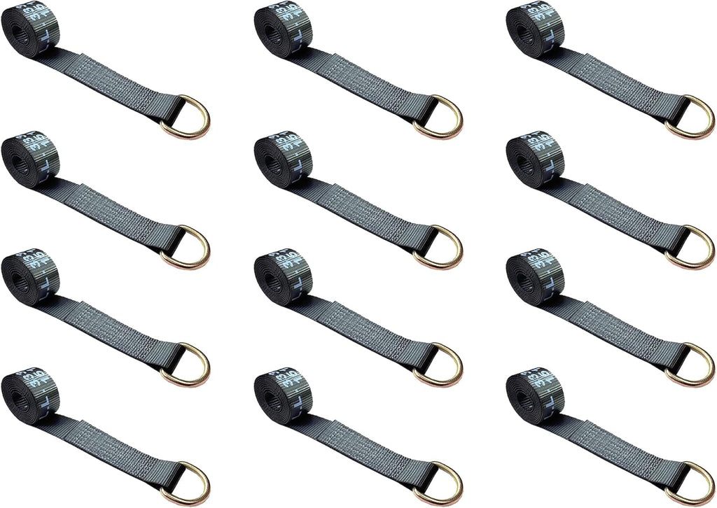 2.5 oz x 10 ft D-Ring Lasso Strap Tie Down (Yellow, 10 - Pack) T85737
