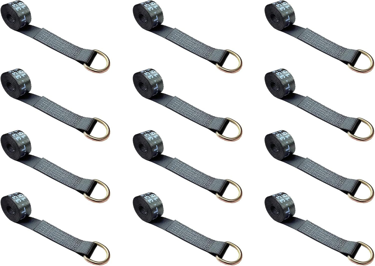 2.5 oz x 10 ft D-Ring Lasso Strap Tie Down (Yellow, 10 - Pack) T85737