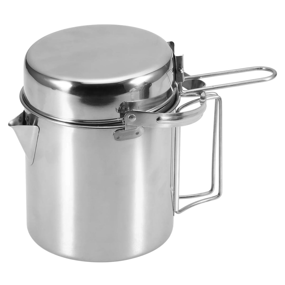 1L Stainless Steel Camping Kettle with Foldable Handle Z343333