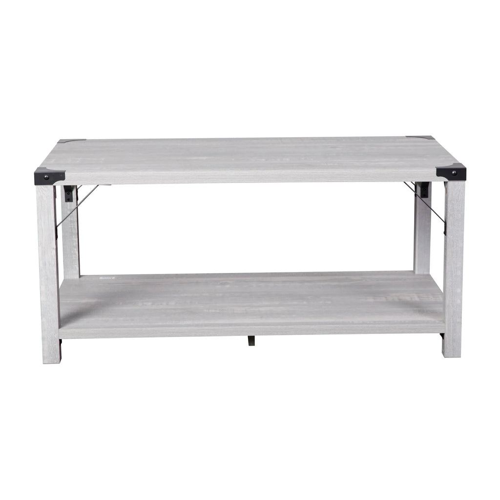 2-Tier Coffee Table with Metal Side Braces and Corner Caps Aspen Gray G3190