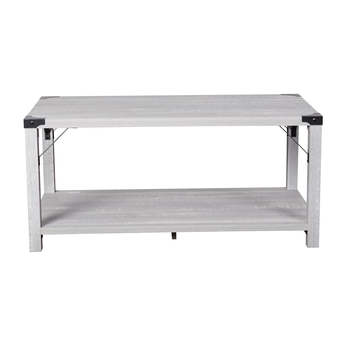 2-Tier Coffee Table with Metal Side Braces and Corner Caps Aspen Gray G3190
