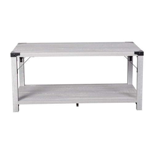2-Tier Coffee Table with Metal Side Braces and Corner Caps Aspen Gray G3190