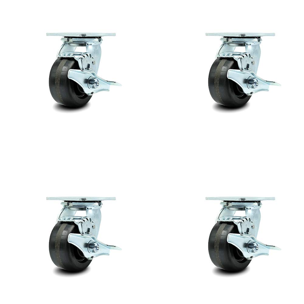 10 Inch Swivel Caster with Brake Semi-Pneumatic Wheel Pack of 2 E785955