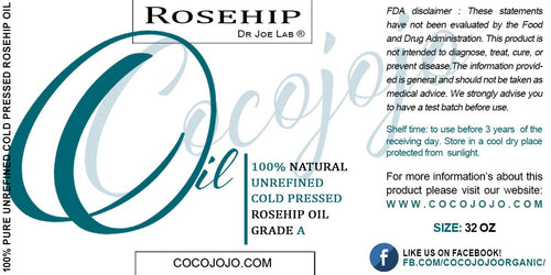 100% Pure Unrefined Cold Pressed Rosehip Oil - 32 Oz J49948