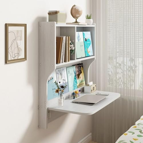 Brown Wall Mounted Drop-Leaf Table with Storage Shelves M16167