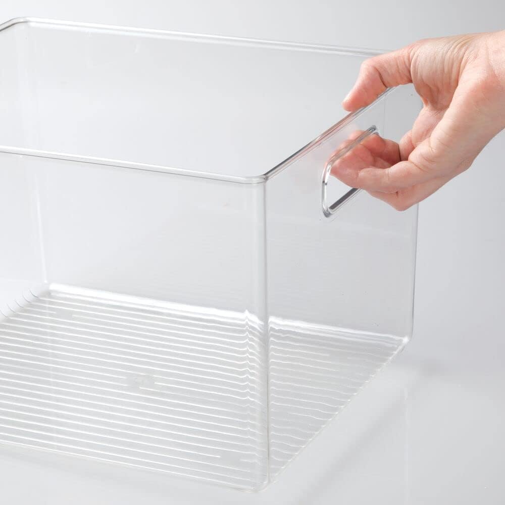 Clear Plastic Storage Basket Bin with Handles H3390