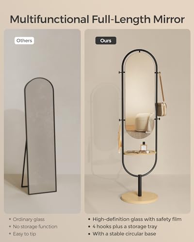 Oak Beige and Ink Black Full-Length Floor Mirror N8990