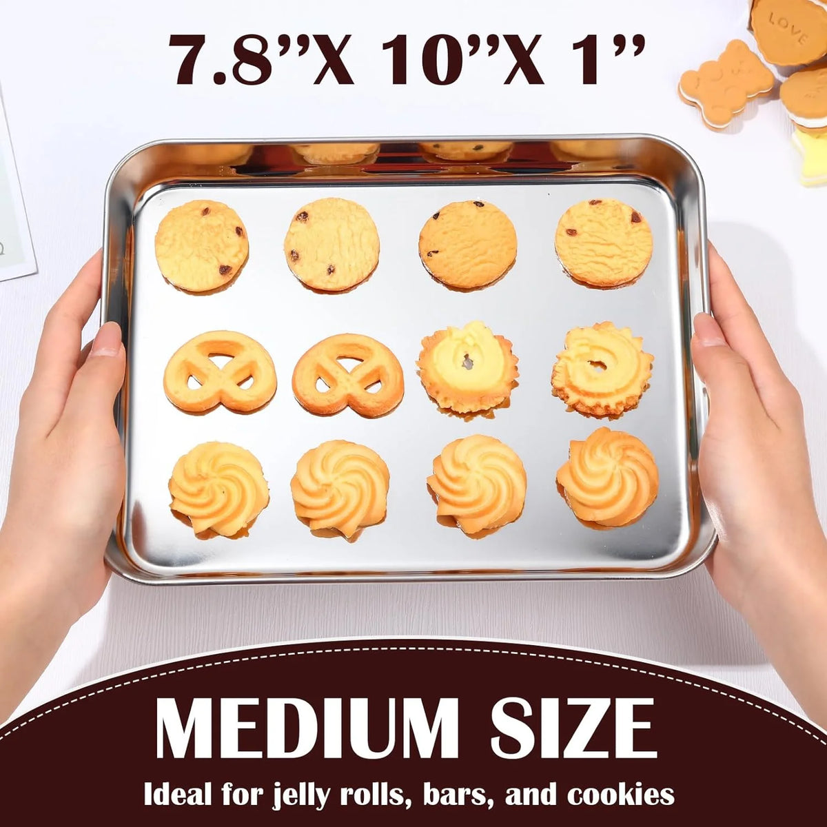 24 Pc Baking Sheet Pans 8 x 10 Inch Rectangle Metal Food Trays K60551